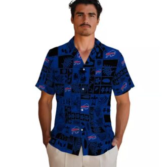 Buffalo Bills Blue Black Hawaiian Shirt for Summer Vacation - Tropical Patchwork Design