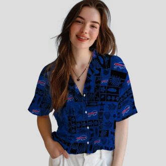 Buffalo Bills Blue Black Hawaiian Shirt for Summer Vacation - Tropical Patchwork Design