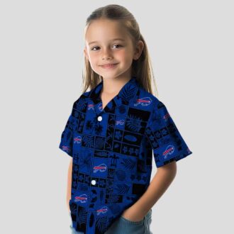 Buffalo Bills Blue Black Hawaiian Shirt for Summer Vacation - Tropical Patchwork Design