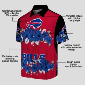 Buffalo Bills Blue Black Hawaiian Shirt, NFL Hibiscus Stripe Game Day Outfit