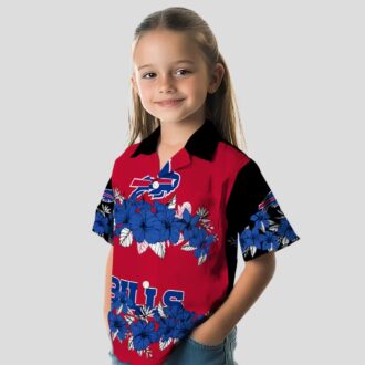 Buffalo Bills Blue Black Hawaiian Shirt, NFL Hibiscus Stripe Game Day Outfit