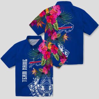 Buffalo Bills Blue Hawaiian Shirt, NFL Floral Polynesian Button Up for Vacation