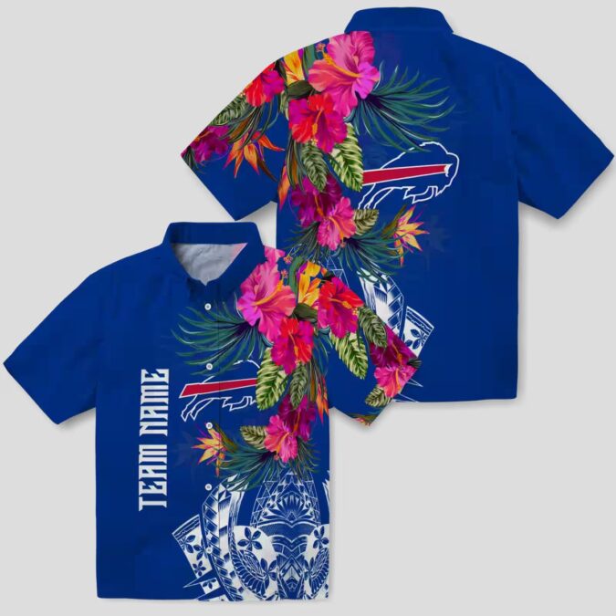 Buffalo Bills Blue Hawaiian Shirt, NFL Floral Polynesian Button Up for Vacation