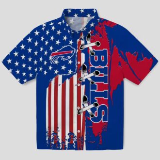 Buffalo Bills Blue Stitched Flag Hawaiian Shirt, NFL Tailgate & Beachwear