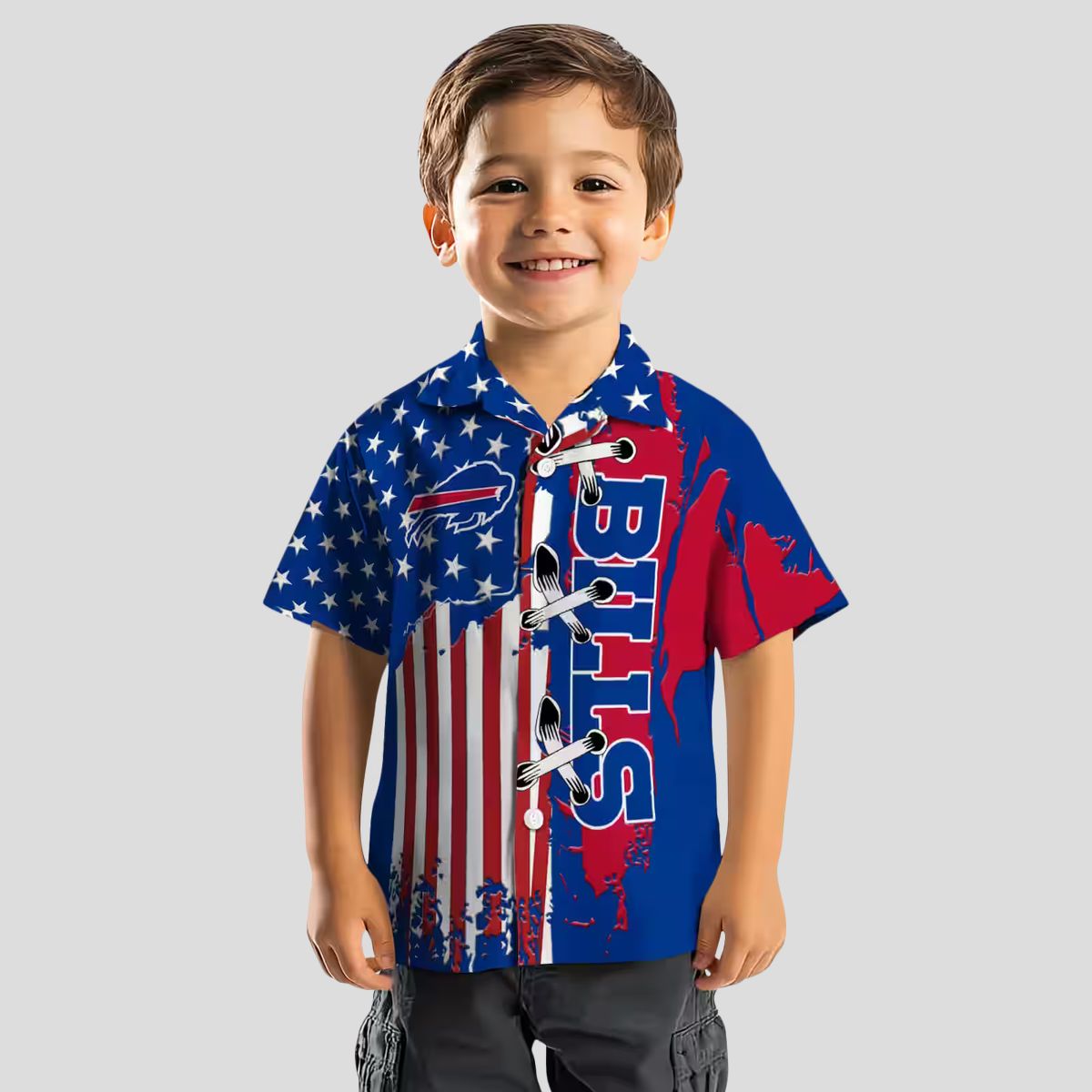 Buffalo Bills Blue Stitched Flag Hawaiian Shirt, NFL Tailgate & Beachwear