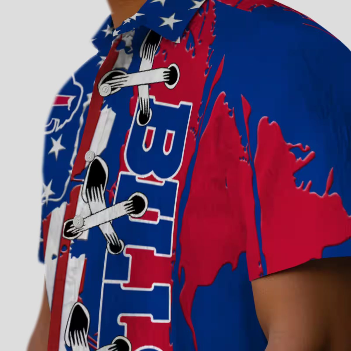 Buffalo Bills Blue Stitched Flag Hawaiian Shirt, NFL Tailgate & Beachwear