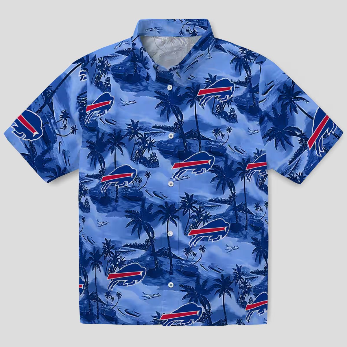 Buffalo Bills Coastal Palms Aloha Shirt, Blue Tropical Hawaiian Shirt