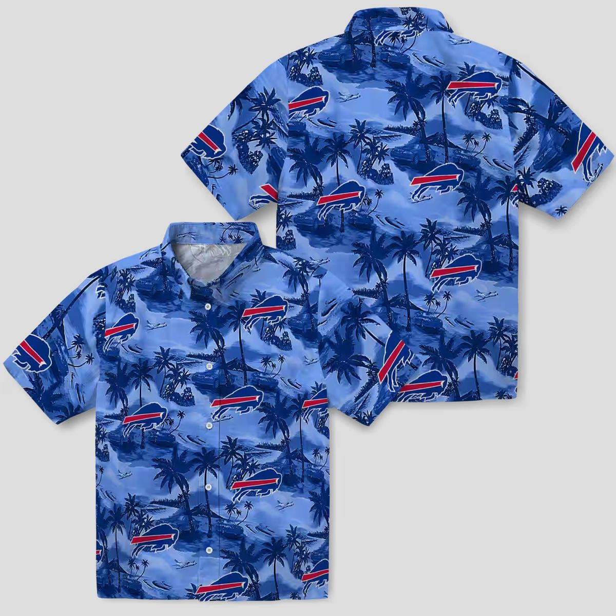 Buffalo Bills Coastal Palms Aloha Shirt, Blue Tropical Hawaiian Shirt