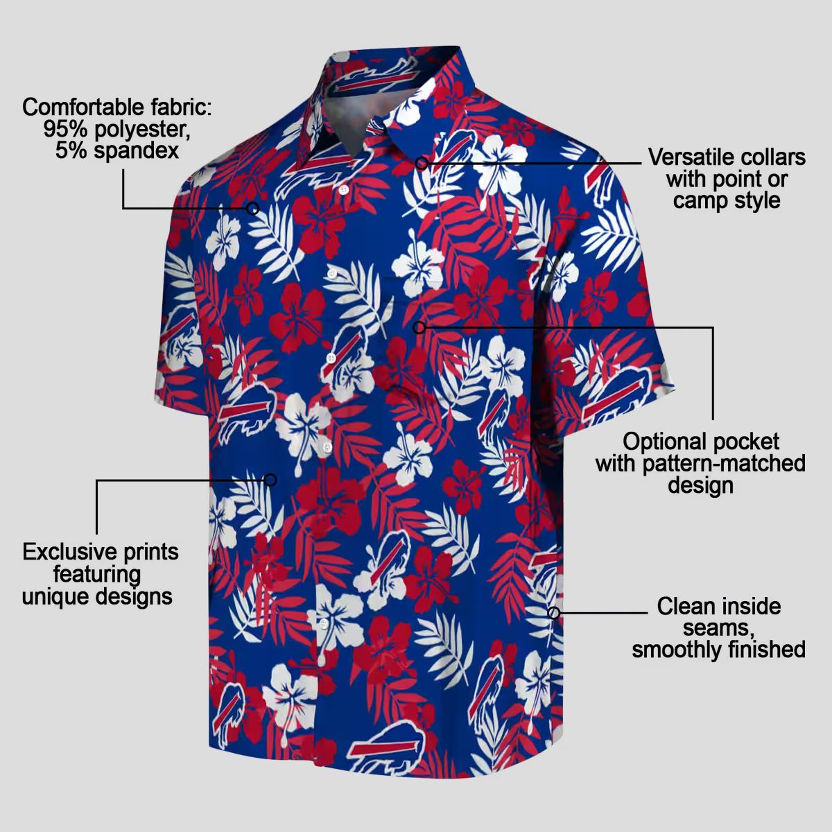 Buffalo Bills Floral Blue Hawaiian Shirt, Tropical NFL Button Up for Fans & Vacation
