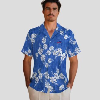 Buffalo Bills Floral Hawaiian Shirt, Hibiscus Clusters Blue Aloha Button Up for NFL Fan