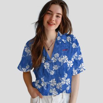 Buffalo Bills Floral Hawaiian Shirt, Hibiscus Clusters Blue Aloha Button Up for NFL Fan