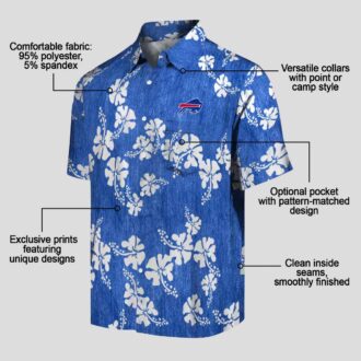 Buffalo Bills Floral Hawaiian Shirt, Hibiscus Clusters Blue Aloha Button Up for NFL Fan