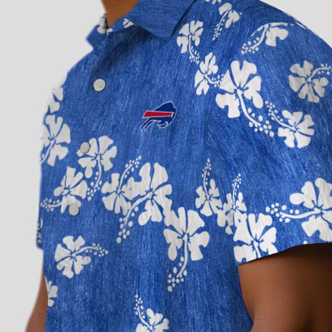 Buffalo Bills Floral Hawaiian Shirt, Hibiscus Clusters Blue Aloha Button Up for NFL Fan
