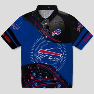 Buffalo Bills Football Hawaiian Shirt, Blue & Black Wave Print Summer Aloha