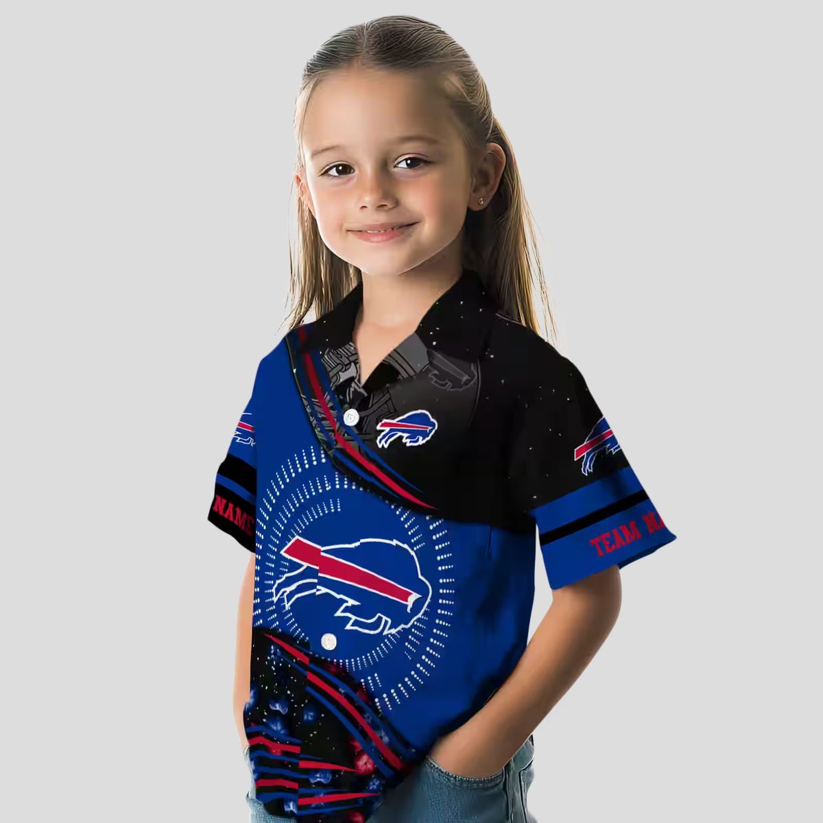Buffalo Bills Football Hawaiian Shirt, Blue & Black Wave Print Summer Aloha