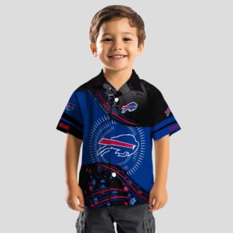 Buffalo Bills Football Hawaiian Shirt, Blue & Black Wave Print Summer Aloha