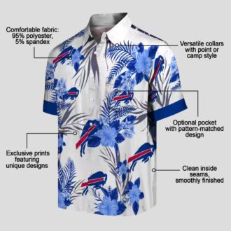 Buffalo Bills Game Day Hawaiian Shirt, Blue & White Patriotic Hibiscus Aloha Outfit