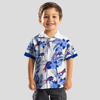 Buffalo Bills Game Day Hawaiian Shirt, Blue & White Patriotic Hibiscus Aloha Outfit