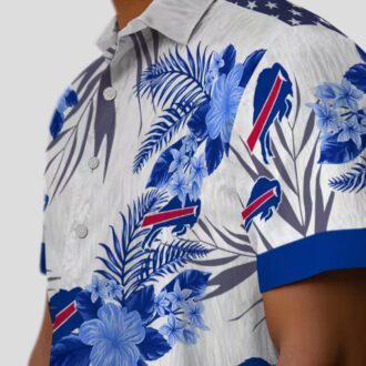 Buffalo Bills Game Day Hawaiian Shirt, Blue & White Patriotic Hibiscus Aloha Outfit