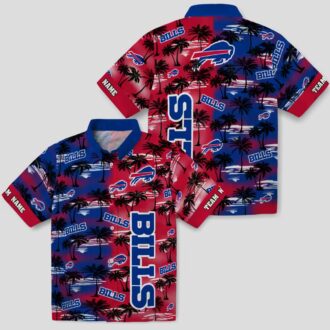 Buffalo Bills Game Day Hawaiian Shirt, Palm Silhouettes Blue NFL Aloha Shirt