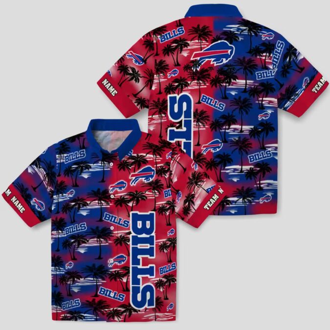 Buffalo Bills Game Day Hawaiian Shirt, Palm Silhouettes Blue NFL Aloha Shirt