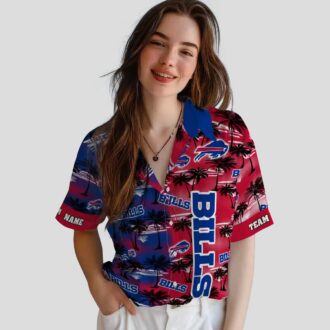 Buffalo Bills Game Day Hawaiian Shirt, Palm Silhouettes Blue NFL Aloha Shirt