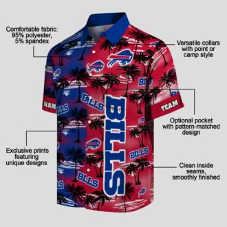 Buffalo Bills Game Day Hawaiian Shirt, Palm Silhouettes Blue NFL Aloha Shirt