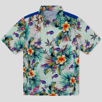 Buffalo Bills Hawaiian Button Up Shirt, Tropical Foliage Green NFL Aloha Shirt for Fans