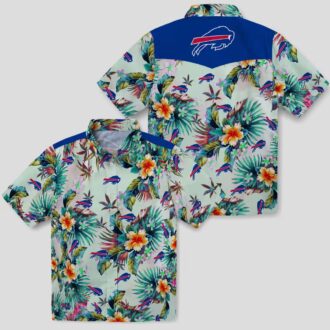 Buffalo Bills Hawaiian Button Up Shirt, Tropical Foliage Green NFL Aloha Shirt for Fans