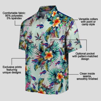 Buffalo Bills Hawaiian Button Up Shirt, Tropical Foliage Green NFL Aloha Shirt for Fans