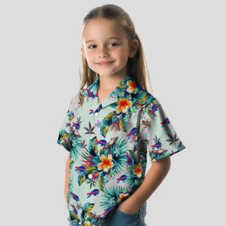 Buffalo Bills Hawaiian Button Up Shirt, Tropical Foliage Green NFL Aloha Shirt for Fans