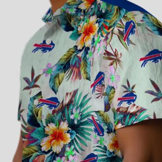 Buffalo Bills Hawaiian Button Up Shirt, Tropical Foliage Green NFL Aloha Shirt for Fans
