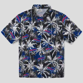 Buffalo Bills Hawaiian Shirt For Fans, Palm Pattern Blue Black Tropical NFL Aloha Shirt