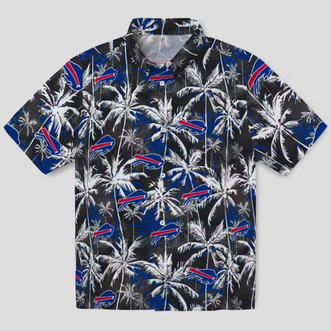Buffalo Bills Hawaiian Shirt For Fans, Palm Pattern Blue Black Tropical NFL Aloha Shirt