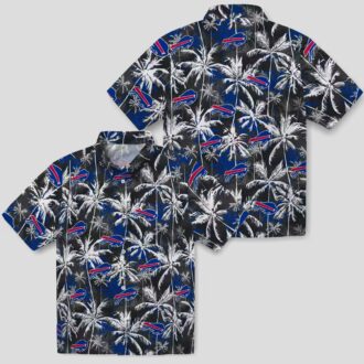 Buffalo Bills Hawaiian Shirt For Fans, Palm Pattern Blue Black Tropical NFL Aloha Shirt