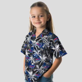 Buffalo Bills Hawaiian Shirt For Fans, Palm Pattern Blue Black Tropical NFL Aloha Shirt