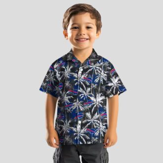 Buffalo Bills Hawaiian Shirt For Fans, Palm Pattern Blue Black Tropical NFL Aloha Shirt