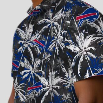 Buffalo Bills Hawaiian Shirt For Fans, Palm Pattern Blue Black Tropical NFL Aloha Shirt