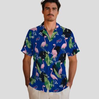 Buffalo Bills Hawaiian Shirt for Men, Blue Flamingo Leaf Motif Print, NFL Football Fan
