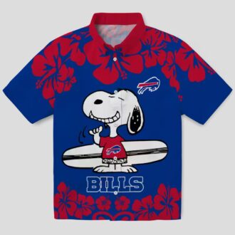 Buffalo Bills Hawaiian Shirt Snoopy Surf Blue White, NFL Tropical Aloha Button Up Shirt