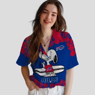 Buffalo Bills Hawaiian Shirt Snoopy Surf Blue White, NFL Tropical Aloha Button Up Shirt