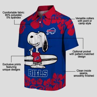 Buffalo Bills Hawaiian Shirt Snoopy Surf Blue White, NFL Tropical Aloha Button Up Shirt
