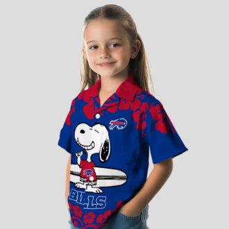 Buffalo Bills Hawaiian Shirt Snoopy Surf Blue White, NFL Tropical Aloha Button Up Shirt