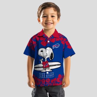 Buffalo Bills Hawaiian Shirt Snoopy Surf Blue White, NFL Tropical Aloha Button Up Shirt