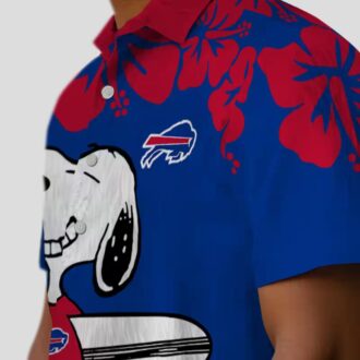 Buffalo Bills Hawaiian Shirt Snoopy Surf Blue White, NFL Tropical Aloha Button Up Shirt