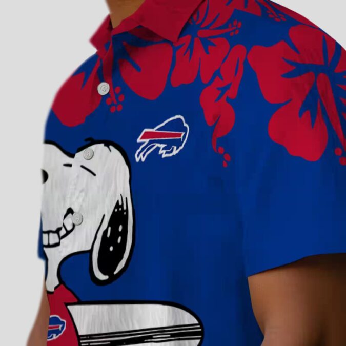 Buffalo Bills Hawaiian Shirt Snoopy Surf Blue White, NFL Tropical Aloha Button Up Shirt