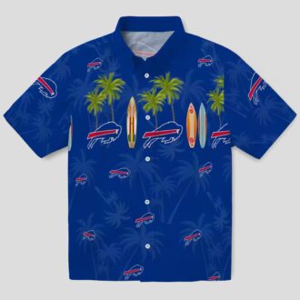 Buffalo Bills Hawaiian Shirt Surfboard Palm Print, NFL Tropical Aloha Button Up Shirt