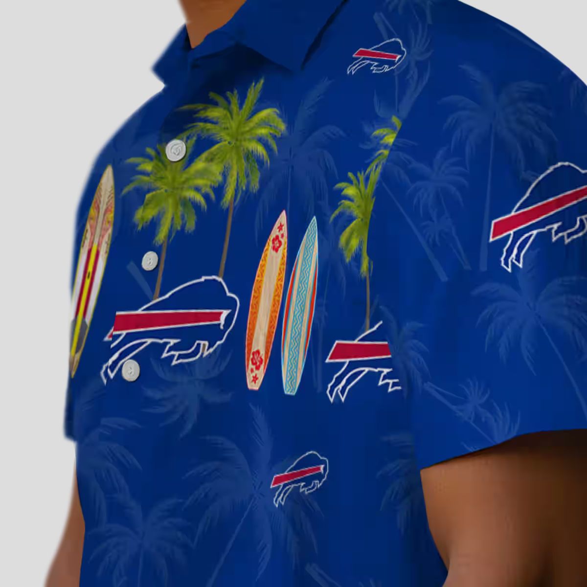 Buffalo Bills Hawaiian Shirt Surfboard Palm Print, NFL Tropical Aloha Button Up Shirt