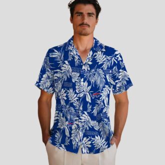 Buffalo Bills Hawaiian Tailgate Shirt - Blue White Tropical Leaf NFL Summer Shirt