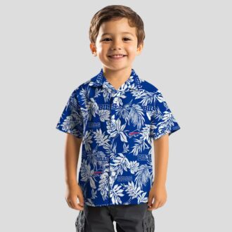 Buffalo Bills Hawaiian Tailgate Shirt - Blue White Tropical Leaf NFL Summer Shirt